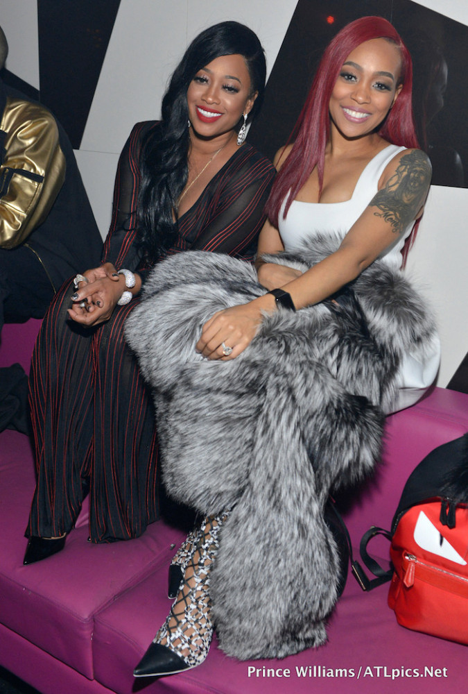 12 Monica Brown's Gold Room Polo Georgis Gray Fur Coat, Maria de la Torre White Dress, and Sophia Webster Black and White Lace Up Thigh High Boots + On the Scene with Trina and Rico Love
