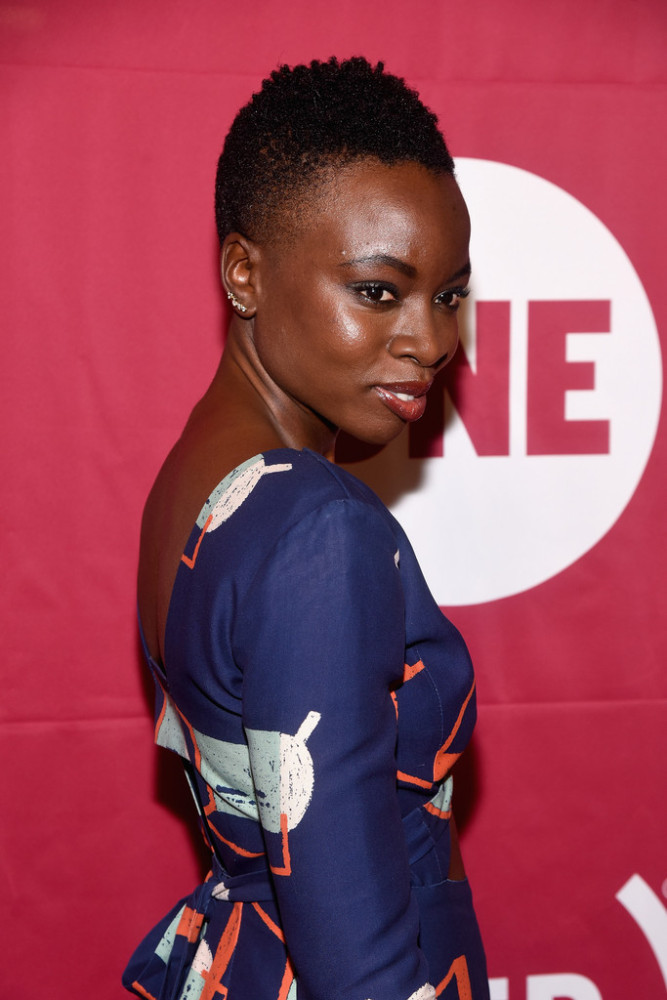2 Danai Gurira's ONE and (RED)’s ‘It Always Seems Impossible Until It Is Done’ Concert Staud Cut Out Navy Maxi Printed Dress