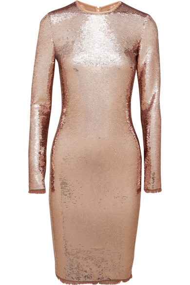 2 Lala Anthony's Chiraq New York Premiere Tom Ford Rose Gold Sequined Tulle Dress