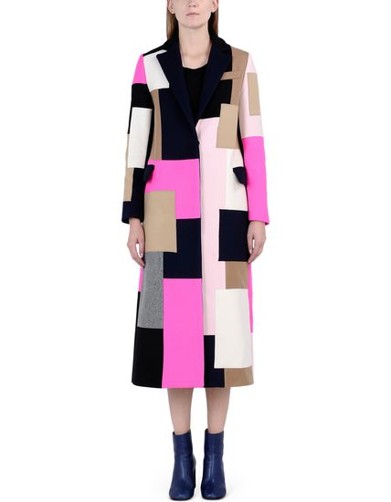 2 Lala Anthony's New York City MSGM Pink, Tan, Black, and Gray Fall 2015 Patch Coat