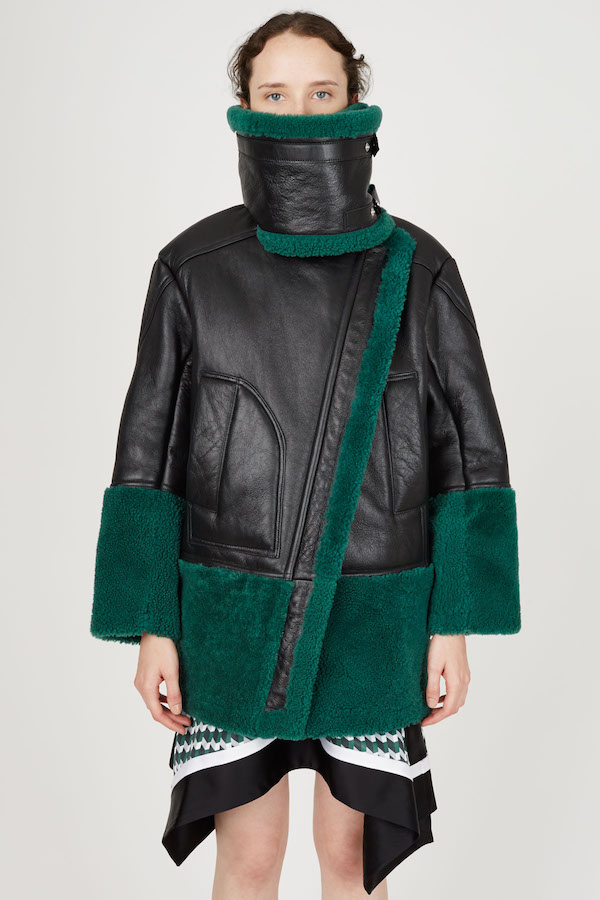 kenzo-fall-2015-sheep-shearling-green-asymmetric-zip-front-jacket-zipped