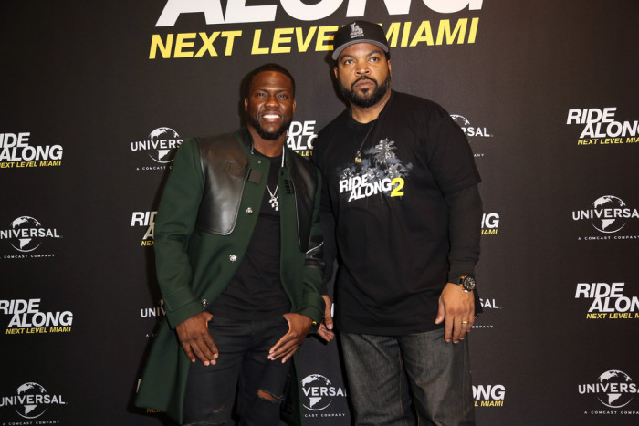 0 Kevin Hart's Ride Along- Next Level Miami Germany Premiere Tim Coppens Green Wool Leather Detailed Melton Coat