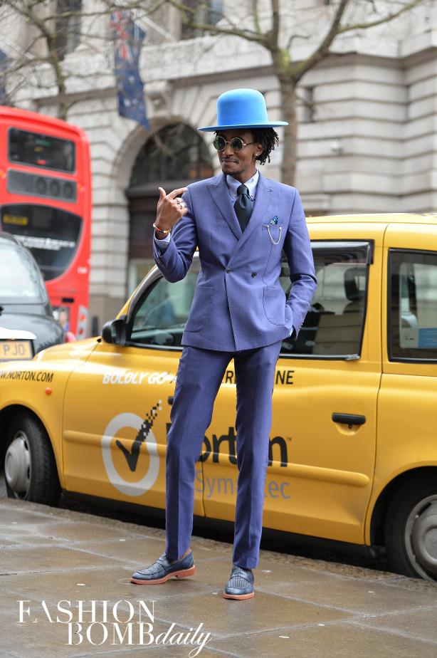 Blue tones reigned supreme with this well dressed gentleman, who topped his look with a pale blue hat.  Image by David Nyanzi.