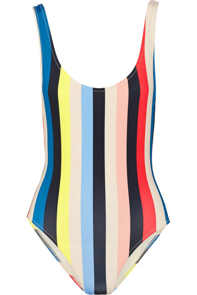 Joan Smalls's Instagram Puerto Rico Anne Amerie Multicolor Striped One Piece Swimsuit