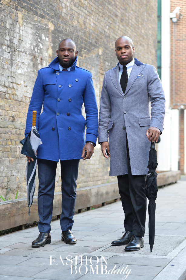 Punchy coats and cane like umbrellas are easy  ways to uplift an outfit.  Image by David Nyanzi.