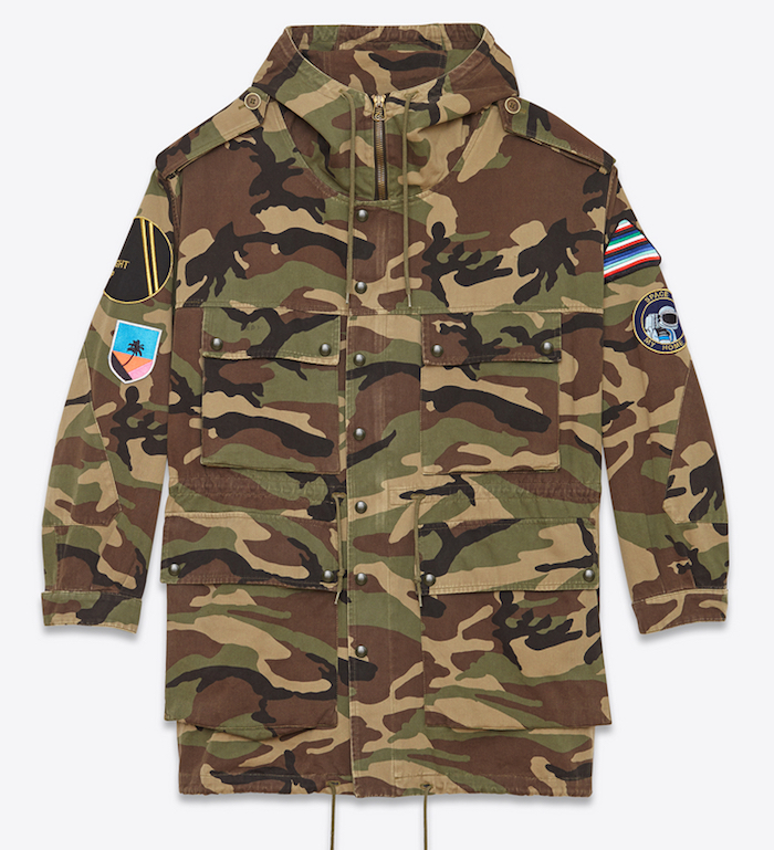 Saint Laurent Oversized Camouflage Patched Printed Hoodie Parka-1
