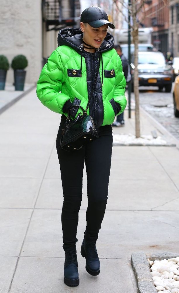 Splurge: Jessie J's New York City Moschino Green and Black Puffer