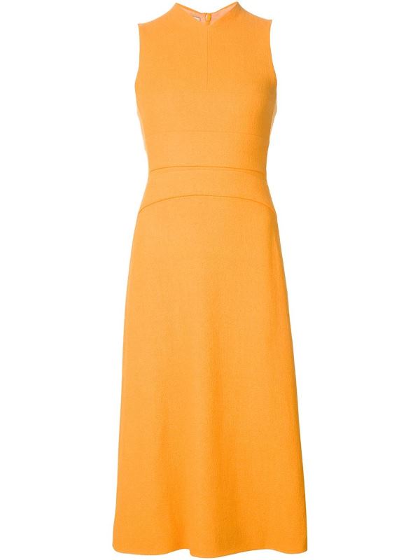 narciso-rodriguez-tangerine-sleeveless-flared-dress