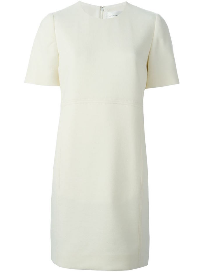 victoria-beckham-cream-short-sleeve-short-shift-dress