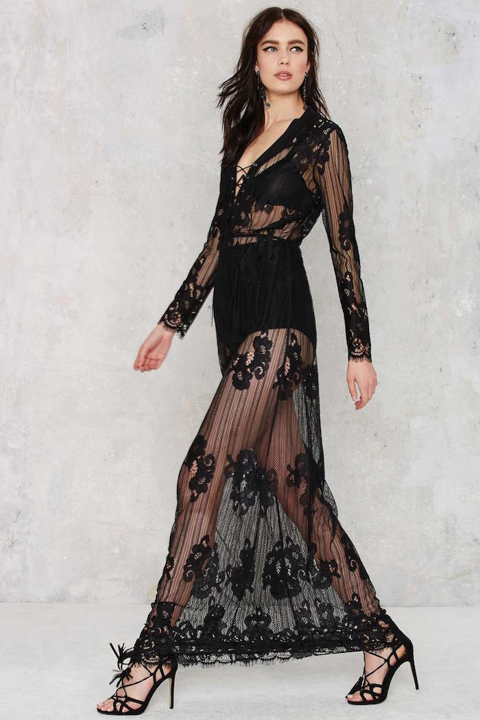 2-nastygal-sheer-floral-black-lace-up-maxi-dress