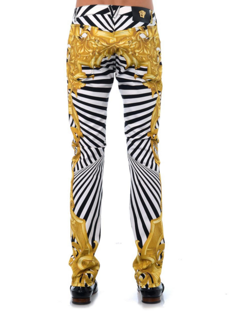 7 Cam Newton's Versace Yellow Barocco Zebra Print Jeans