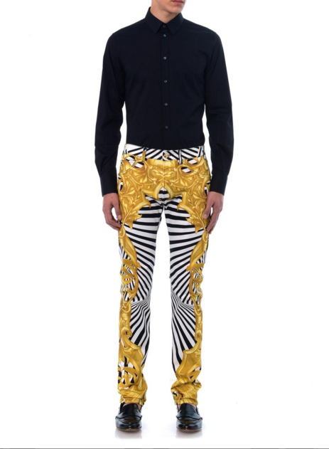 777 Cam Newton's Versace Yellow Barocco Zebra Print Jeans