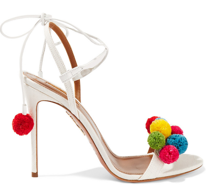 aquazzura-pompom-embellished-sandals