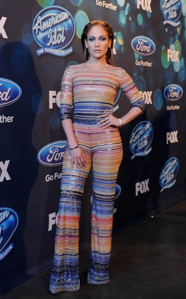 00 Jennifer Lopez's America Idol Naeem Khan Multicolored Jumpsuit