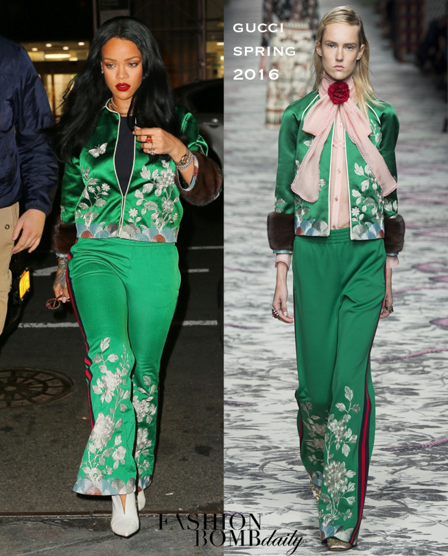 Glat spektrum Mellem _8-Rihanna's-New-York-City-Gucci-Spring-2016-Green -Floral-Embroidered-Track-Jacket-and-Pants