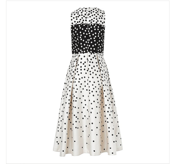 Splurge: Marlo Hampton’s Black and Cream Frankie Polka Dot Full Midi Dress