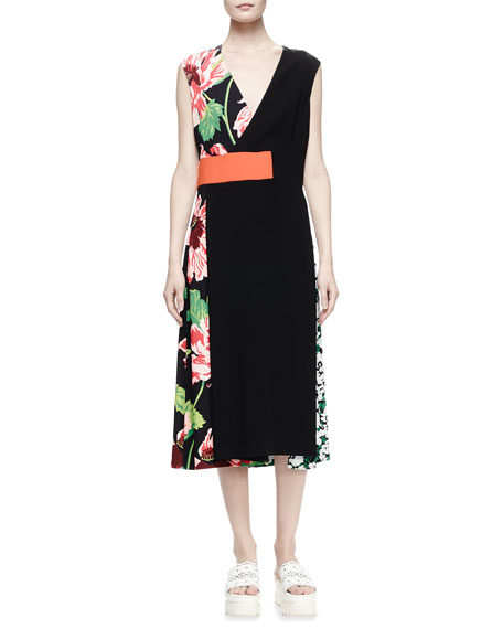 Tia Mowry's New York City Stella McCartney Agnes Colorblock Black and Floral Dress
