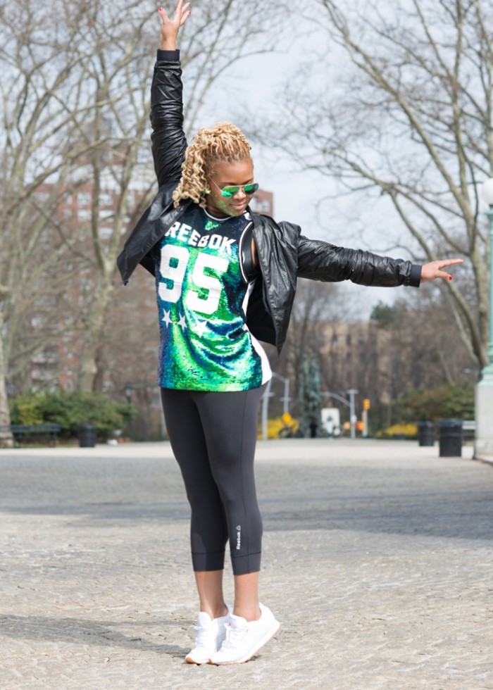 claire sulmers fashion bomb daily 2 Reebok's Green Sequined Tank