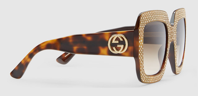 2-gucci-Oversize square-frame rhinestone sunglasses Next tortoiseshell acetate
