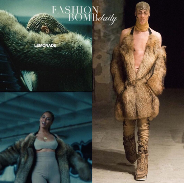 3 Lemonade Fashion Credits- Beyonce wears Roberto Cavalli Fall 2016 Mustard Yellow Gown, Youself Al Jasmi Bodysuit, Hood by Air Fall 2015,