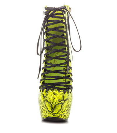 8  Nicki Minaj's Barbershop 2 Set Privileged Neon Green yellow Lace Up Stay High Boots