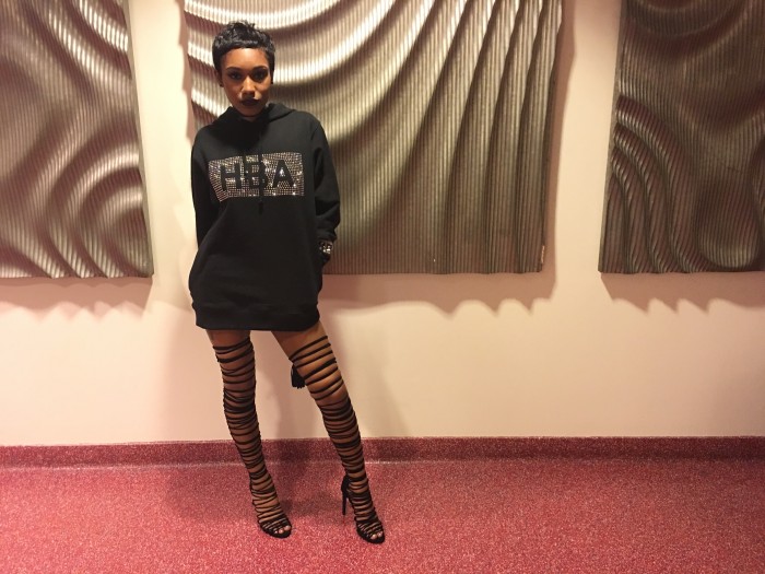 @Drathedoll-showed-us-the-lace-up-trend-with-Jeffrey-Campbell-black-heels-and-paired-with-a-Hood-By-Air-black-hoodie