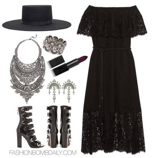 Spring 2016 Style Inspiration What to Wear to Beyonce's Formation Tour Rachel Zoe Pila maxi dress Aquazzura Tutto Buckle Leahter Sandal Brixton Black Ally II Hat