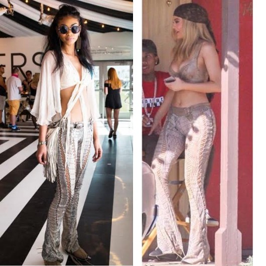 Who-wore-it-better-Chanel-Iman-vs-Kylie-jenner-in-Roberto-cavalli-ss-2011-snakeskin-lace-up-pants-1