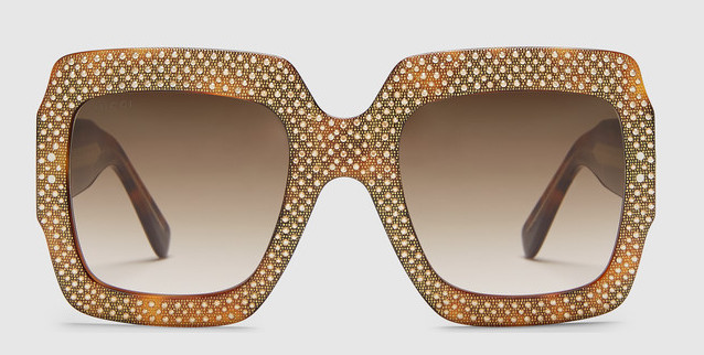 gucci-Oversize square-frame rhinestone sunglasses Next tortoiseshell acetate