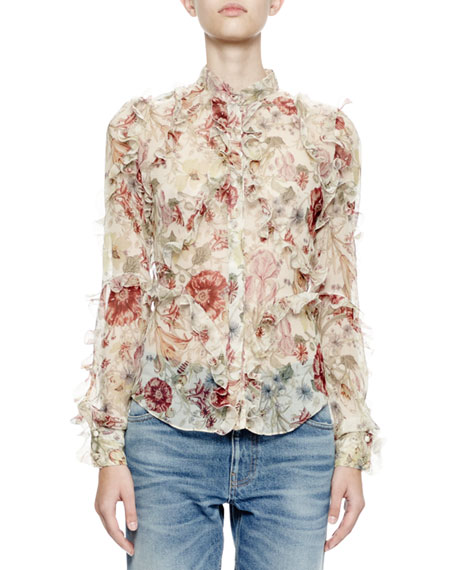 Alexander-McQueen-Long-sleeve-ruffle-medieval-floral-blouse