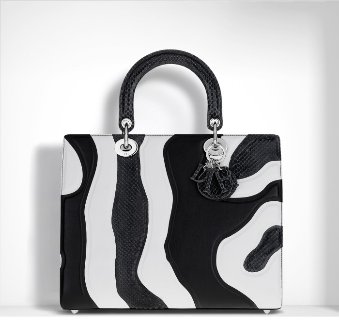 Dior-BlackWhite-CalfskinAyers-Lady-Dior-Large-Bag