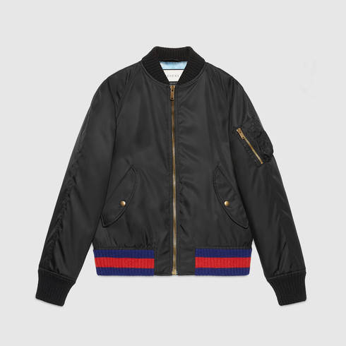 Gucci-dark-grey-Light-Nylon-bomber-jacket-with-embroidery