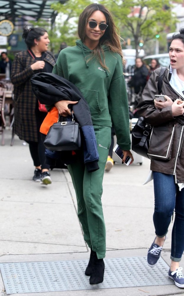 Splurge: Jourdan Dunn’s New York Vetements Green Sweatshirt and Track Pants