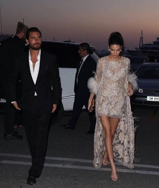 Kendall-Jenner-scott-disick-Cannes-Film-Festival-Elie-Saab-Spring-2015-couture-sheer-feather-dress