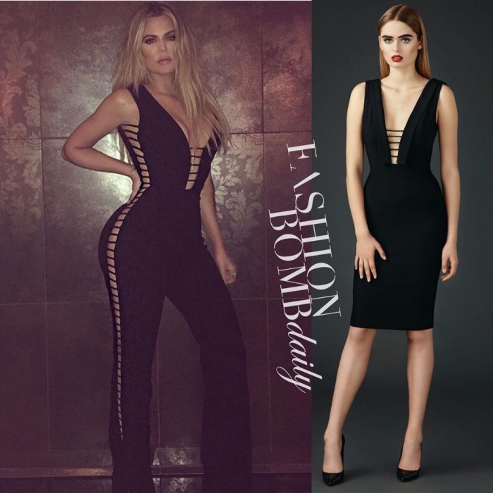Khloe-Kardashian-Sergio-Hudson-Black-lace-up-dress-1