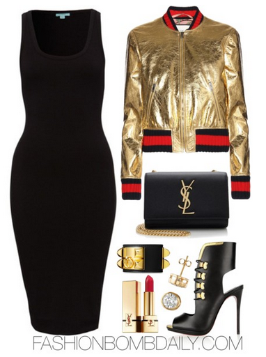 What to Wear to the Bad Boy Family Reunion Concert Gucci Metallic leather bomber jacket Christian Louboutin Troubida sandals Saint Laurent Leather Monogram Crossbody Bag