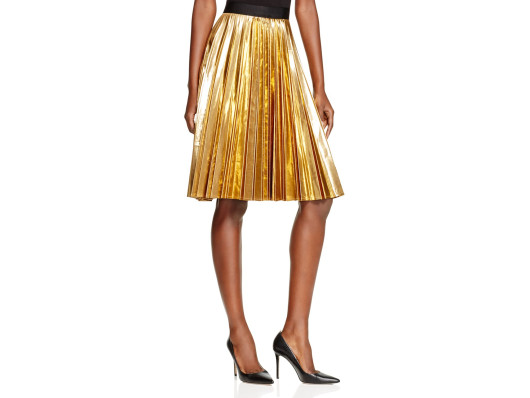 dkny-gold-metallic-pleated-skirt