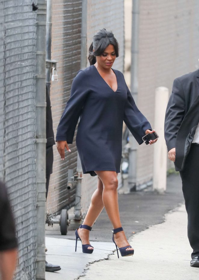 3- Nia Long-Jimmy Kimmel Live-Givenchy Navy Blue Shark Tooth Ankle Strap Suede Platform Sandals