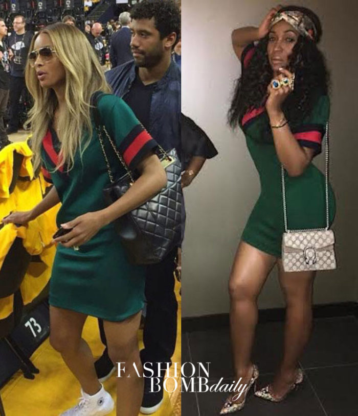 _8--Ciara-vs marlo hampton in gucci red and green tunic varsity dress
