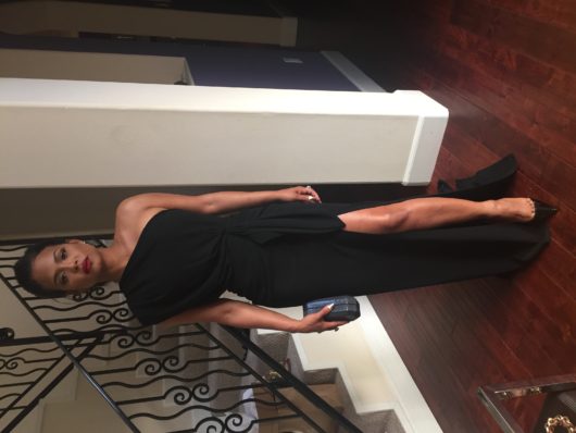 Christina-Milian-Deadline-Event-Rhea-Costa-black-crepe-one-shoulder-gown 2
