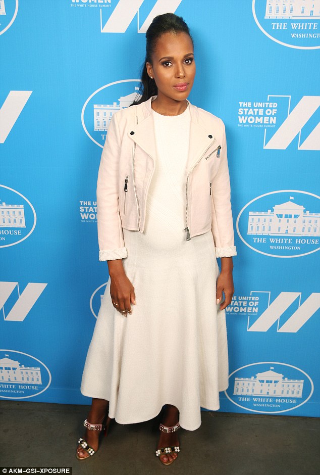 Kerry-Washington-Washington-Women-Summit-Hugo-Boss-white-dress-Maje-cream-jacket-Christian-Louboutin-heels-2