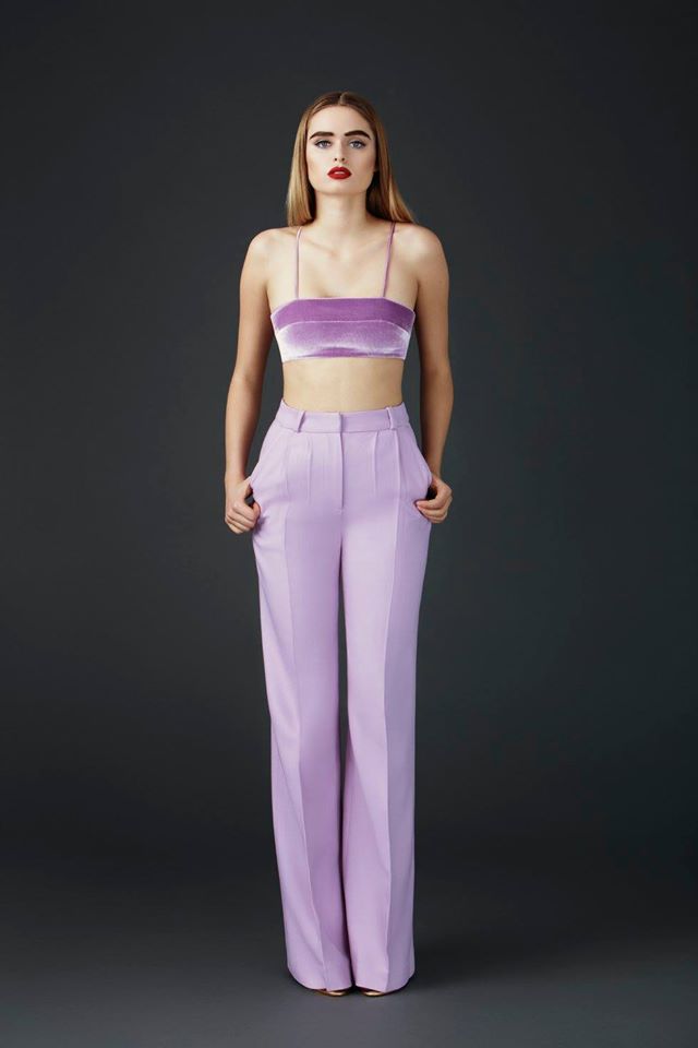 Sergio-Hudson-Fall-2016-purple-bandeau-wide-leg-trousers