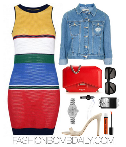 Spring 2016 Style Inspiration Perspex Inspired Outfits Topshop Moto Tilda Denim Jacket GUESS Emorie Heels Givenchy Bow Shoulder Bag Saint Laurent Bold Betty 65 Sunglasses