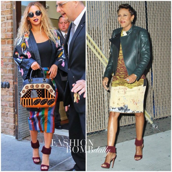 WWIB Beyonce vs Robin Roberts Alaia Fringe Suede Sandals