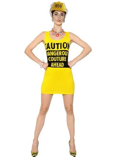 yellow-moschino-ss-2016- caution-dress