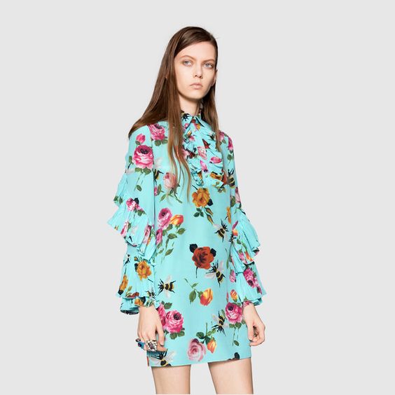 Splurge: Beyoncé’s Colette Paris Gucci Rose Print Silk Ruffle Dress