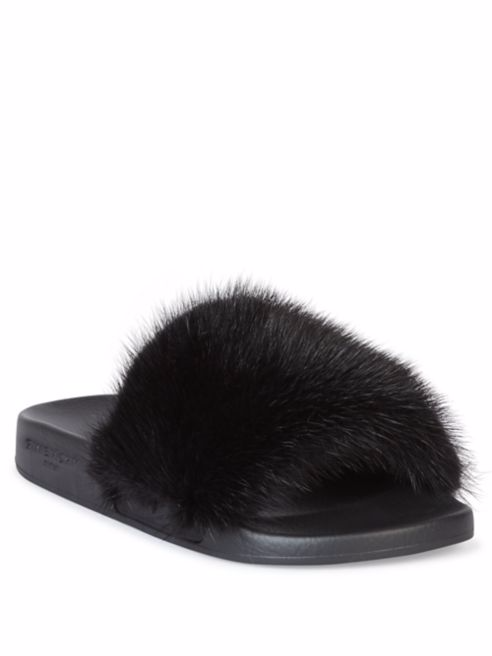 Splurge: Kim Kardashian’s LA Givenchy Mink Fur Rubber Sole Slides