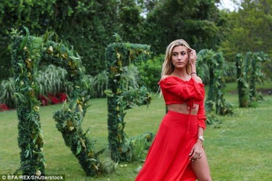 Hot-or-hmm-hailey-baldwin-revolve-in-the-hamptons-majorelle-sangria-top-and-maxi-skirt-brian-atwood-GEM-lace-up-sandals-1