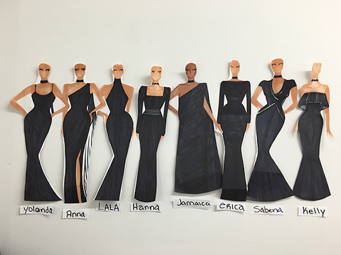 ciara-bridesmaids-michael-costello-black-dresses