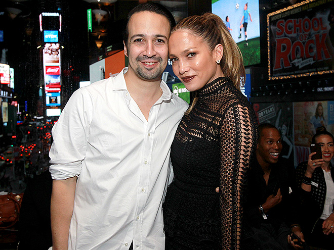 Actor Lin-Manuel Miranda and singer Jennifer Lopez are seen at the R Lounge where Hennessy V.S.O.P Privilege Celebrated Lin-Manuel Miranda's Final Performance in "Hamilton" on Saturday, July 9, 2016, in New York. (Photo by Donald Traill/Invision for Hennessy V.S.O.P Privilege/AP Images)